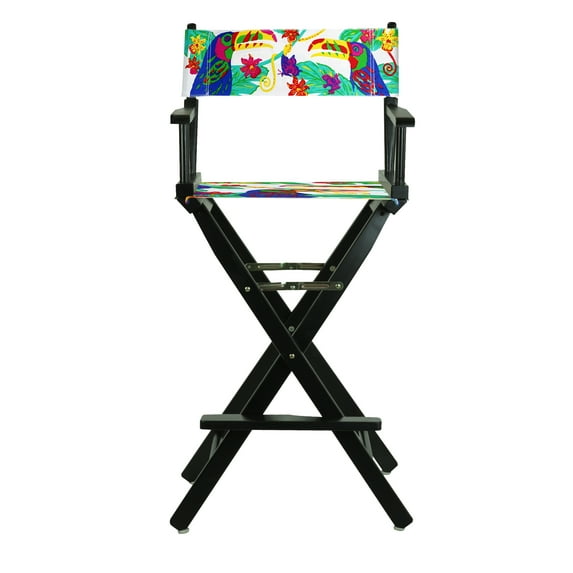 30" Director's Chair Black Frame-Rain Forest