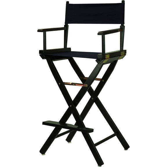 30" Director's Chair Black Frame-with Navy Canvas, Bar Height