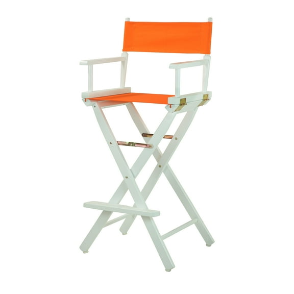"30" Director's Chair White Frame-Tangerine Canvas"