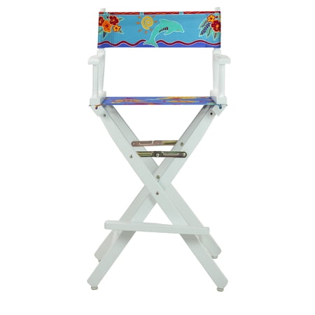 30" Director's Chair White Frame-Tropical Sea