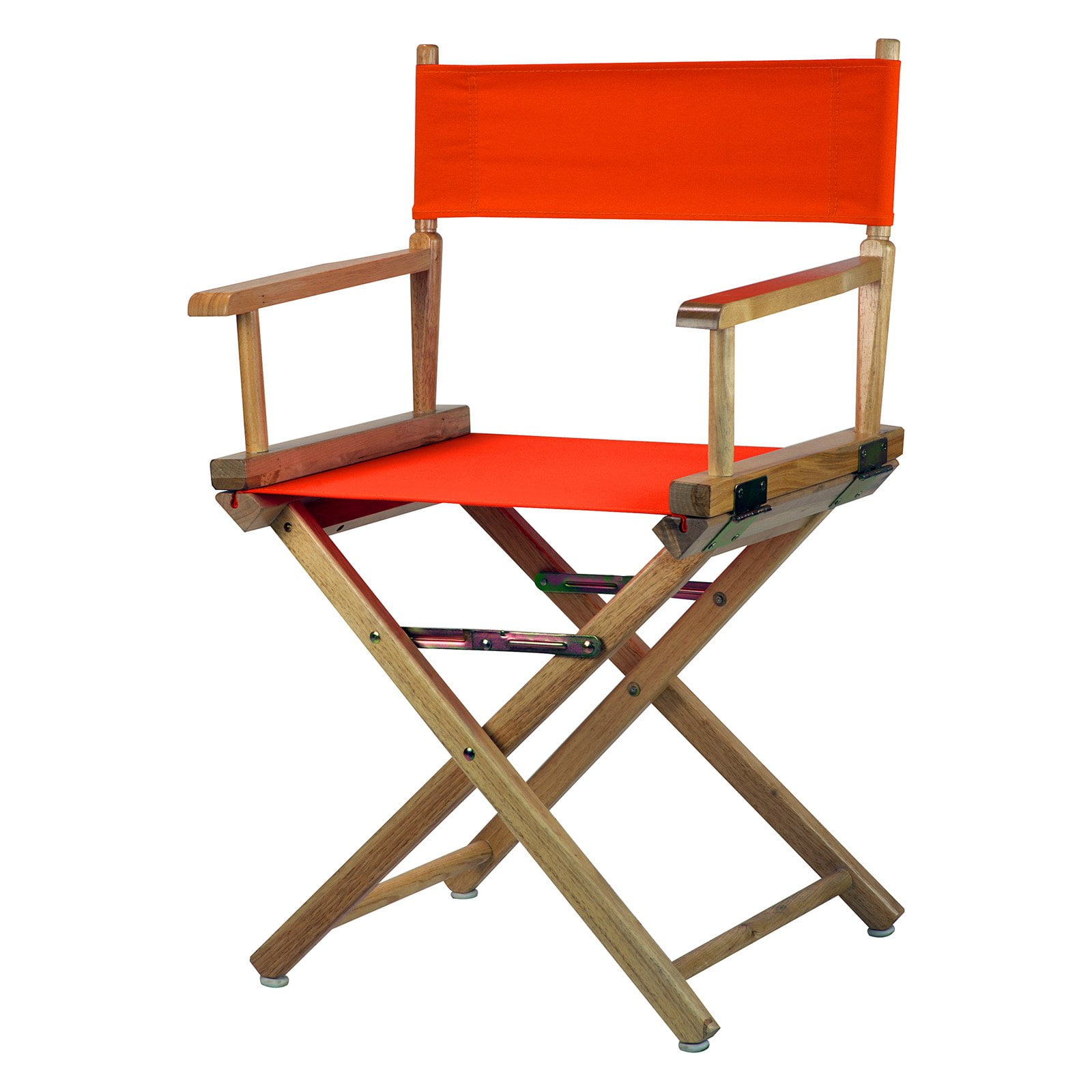 Solid Wood Director's Chair with Orange Canvas Seat