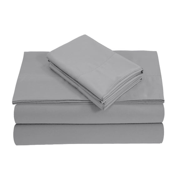 30" EXTRA DEEP POCKETS - 700-Thread Count 100% Egyptian Cotton Full Sheet Set, 4PC (1 Flat, 1 Fitted, 2 Pillowcases) Long Staple Cotton, 700-TC Pure Cotton - Full, Light Grey