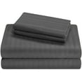thumbnail image 1 of 30" EXTRA DEEP POCKETS- Pure Giza Cotton (Short-Queen Size) Striped Pattern Bed Sheets Set- 300-TC Bedding – Short-Queen Size Bed, RV Sheetss - Dark Grey Stripe, 1 of 7