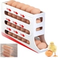 thumbnail image 1 of 30 Eggs Egg Holder for Fridge,4 Tiers Egg Container,Auto Rolling Fridge Egg Organizer for Refrigerator,Space-Saving Egg Dispenser Holder,Fridge Egg Rack Large Capacity Egg Dispenser(White), 1 of 5