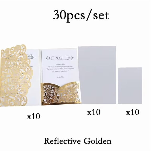 30 Elegant Tri-Fold Wedding Invitations with RSVP Cards Set - Blank Customizable Design for Weddings, Birthdays, Anniversaries, and Formal Events