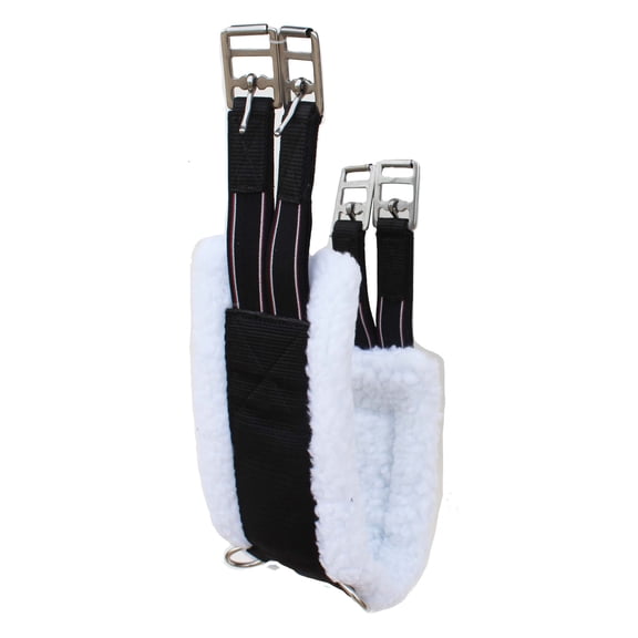 30" English Saddle Fleece Girth Black Nylon Webbed Double-Elastic Ends 97127BK-30
