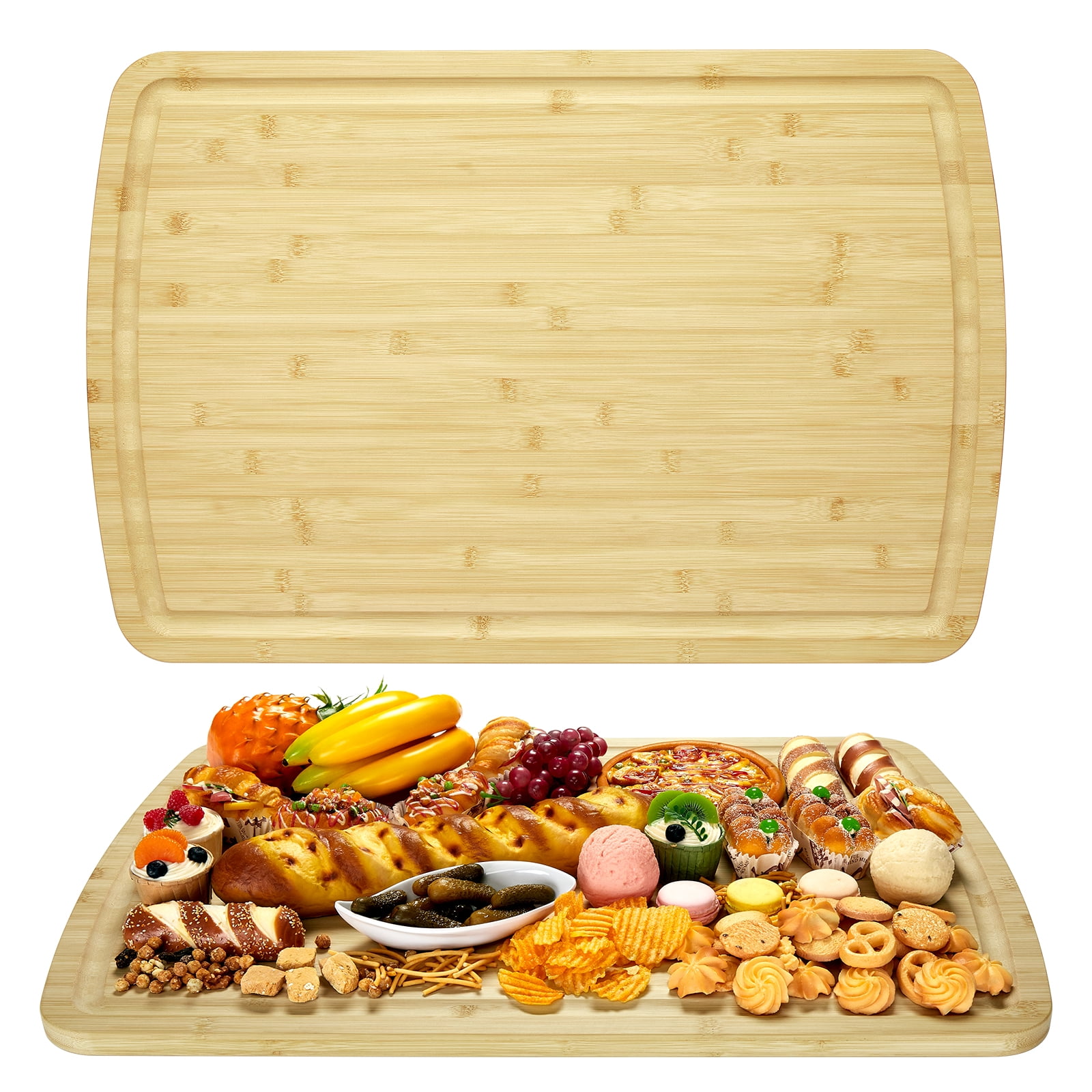 30" Extra Large Bamboo Cutting Board, Huge Wood Cutting Boards for Stove Top to Add Counter Space, Noodle Boards, Over the Sink Chopping Board, Carving Board for Turkey Meat Vegetables Cheese