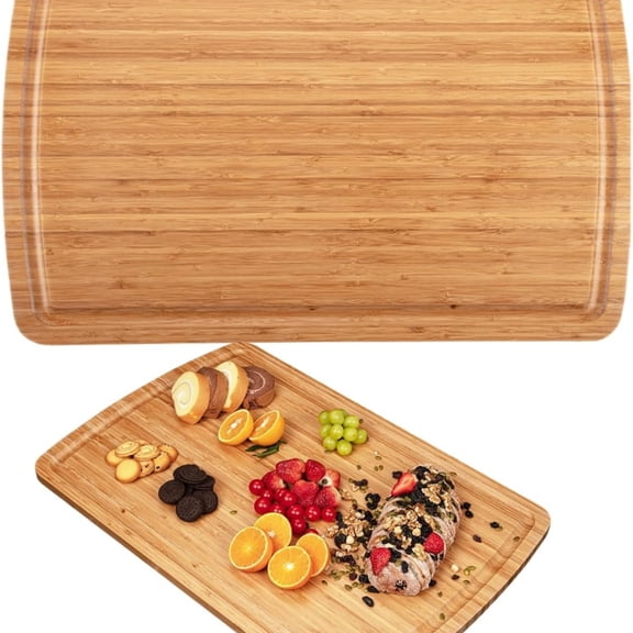 30" Extra Large Bamboo Cutting Boards for Kitchen, Wooden Chopping Board with Juice Groove, Reversible Butcher Block Cutting Board Carving Board for Meat Turkey Veggies, 30 x 20 Inch