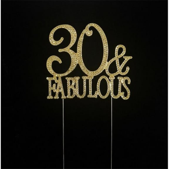 30 Fabulous Rhinestone Monogram Cake Topper - Gold