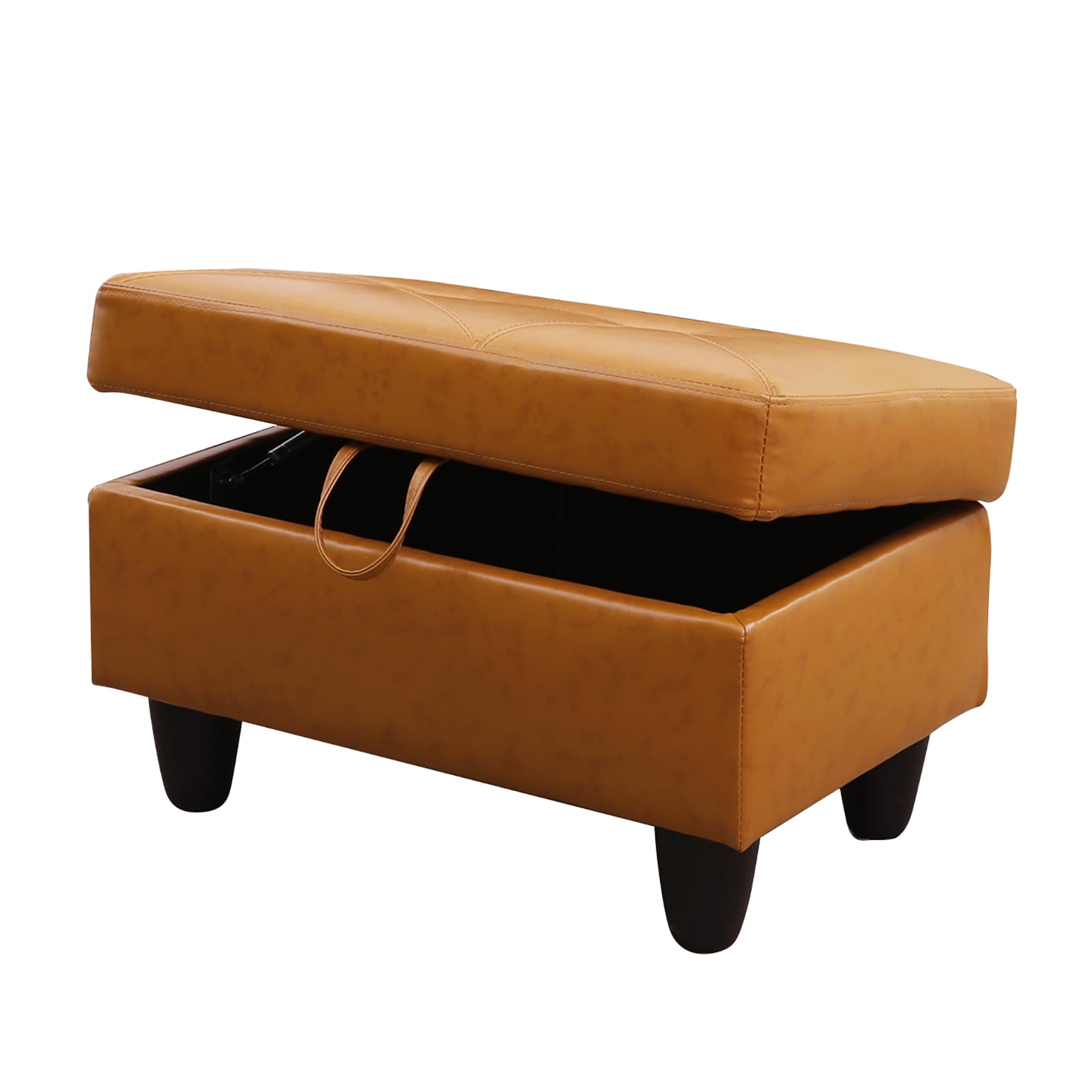 30" Faux Leather Storage Ottoman, Modern Large Storage Bench Foot Stool