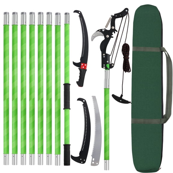 30 Feet Tree Pole Pruner Manual Branches Trimmer Tree Branch Garden Tools Loppers Hand Pole Saws Extendable Height Adjustable System for Sawing and Shearing