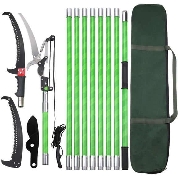 30 Feet Tree Pole Pruner Manual Branches Trimmer Tree Branch Garden Tools Loppers Hand Pole Saws Extendable Height Adustable System for Sawing and Shearing