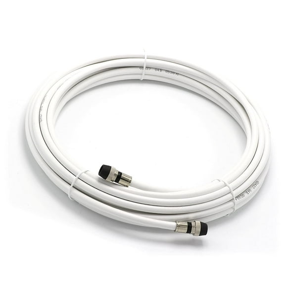 30' Feet, White RG6 Coaxial Cable with rubber booted - Weather Proof Indoor / Outdoor Rated Connectors, F81 / RF, Digital Coax for CATV, Antenna, Internet, Satellite, and more