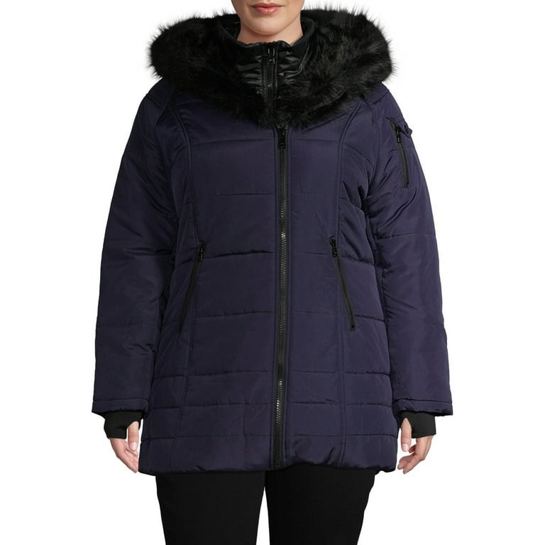 Dkny asymmetrical best sale puffer coat