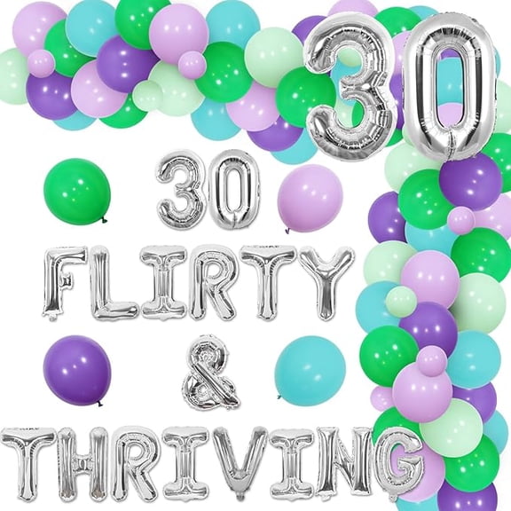 30 Flirty and Thriving Birthday Decoration 30 Flirty & Thriving Balloon Banner 30th Balloon Garland Kit Flirty Thirty Birthday Decors Dirty Happy 30th Birthday Supplies