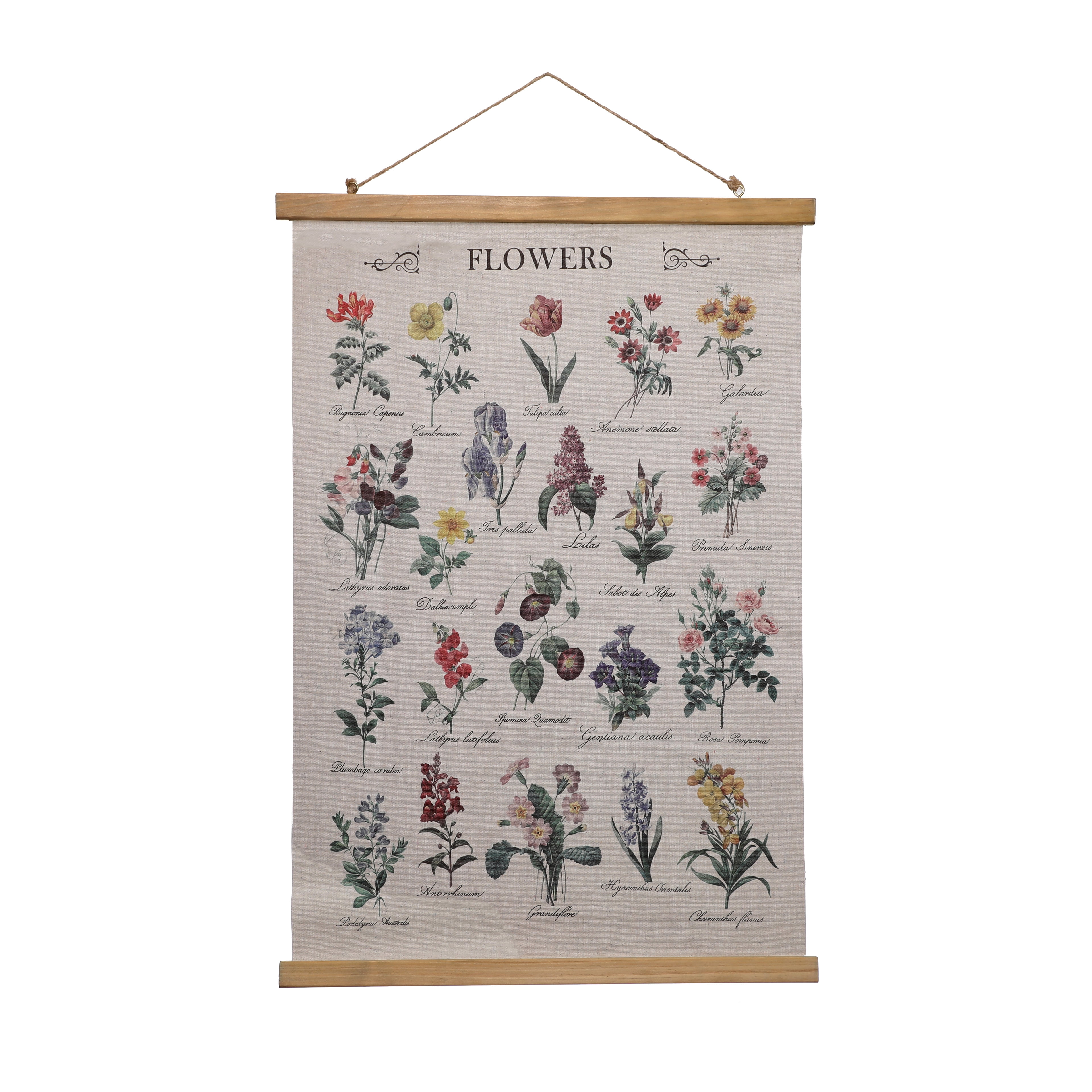 30" Multicolor Canvas and Firwood Flower Banner Wall Decor