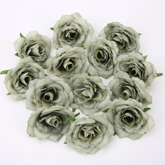 30*Flower Clearance! Nomeni 30Pc Rose Artificial Flower Single Head Silk Cloth Small Rose Artificial Flower, Fake Flowers Promotion Sale! Green