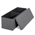 thumbnail image 1 of 30" Folding Storage Ottoman Bench Storage Linen Footrest with Foam Padded Seat, Holds up to 330 lbs, Gray, 1 of 7