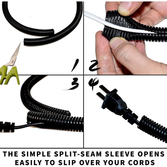 30 Ft Dog & Cat Cord Protector, Wire Loom Tubing for Electric Wires, Pet-Proof Cable Sleeve to Protect Wires from Cats, Dogs & Rabbits