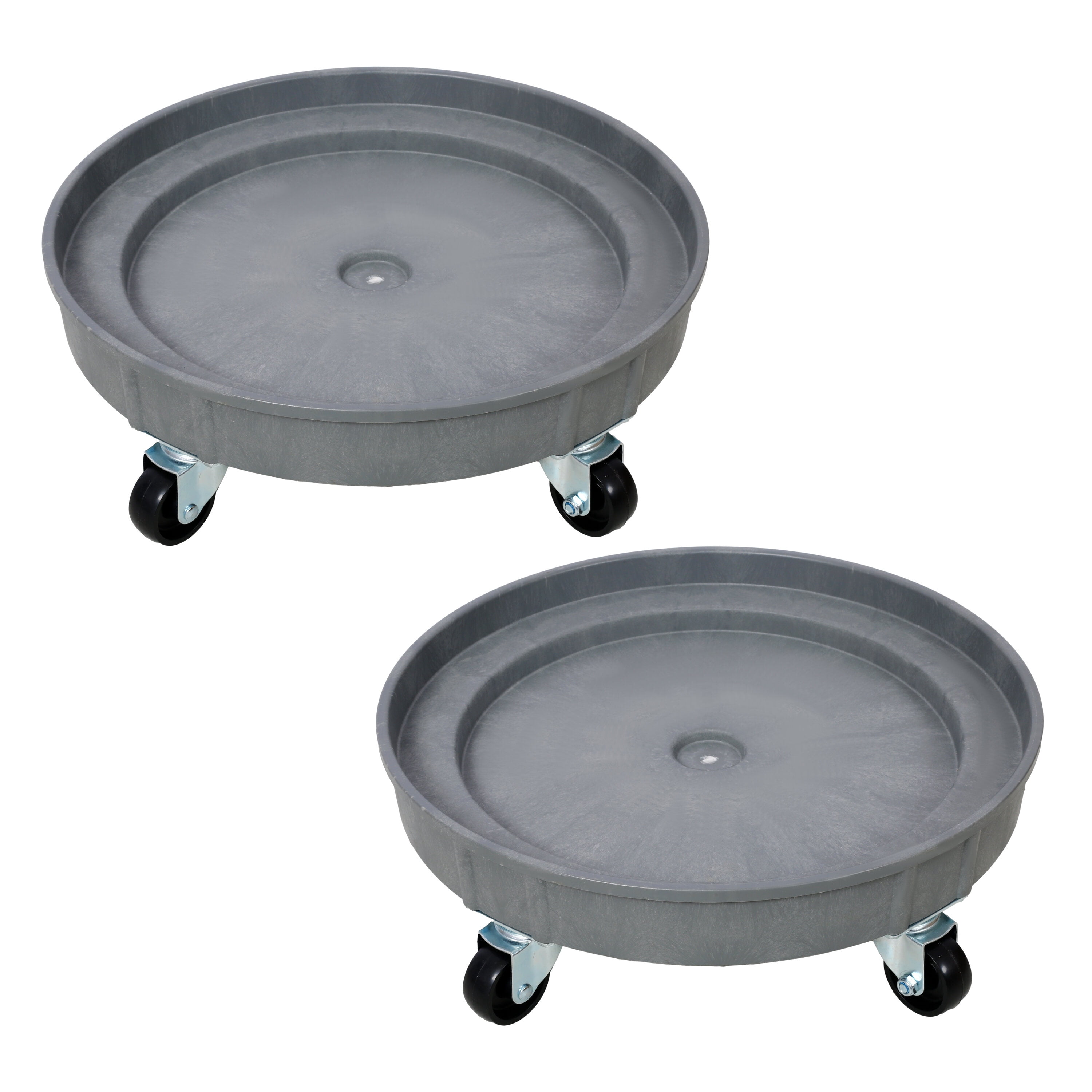 , 30 Gallon and 55 Gallon Heavy Duty Plastic Drum Dolly - Durable Plastic Drum Cart 900 lb. Capacity- Barrel Dolly with 5 Swivel Casters Wheel ,2pcs set, Gray ,Plastic ,