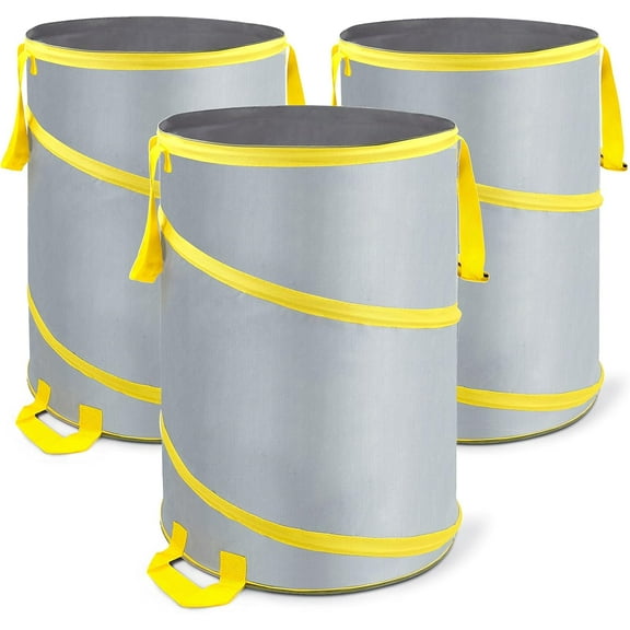 30 Gallon Collapsible Trash Can 3 Pack, Garden Bag Pop Up Camping Trash can, Reusable Leaf Bag Holder, Yard Waste Bag