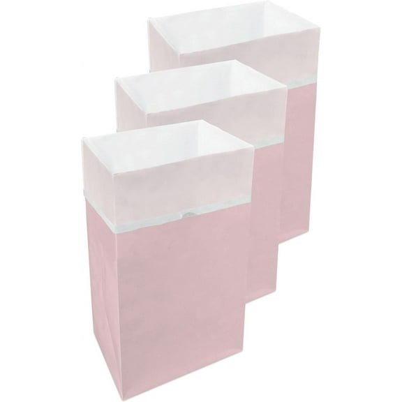 30 Gallon Disposable Pop-Up Trash Cans (3-Pack) with Fitted Bags Foldable Garbage & Recycling Bins for Parties, Events & Kitchen (Pink, 30" H x 14" W x 17" D)