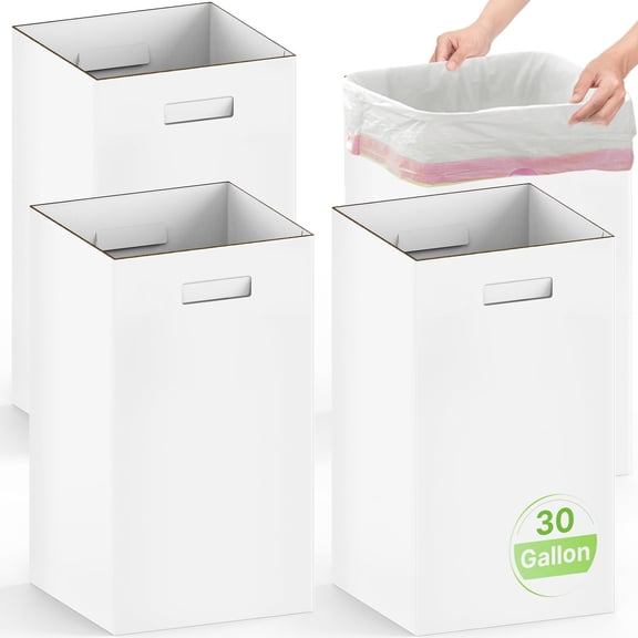 30 Gallon Disposable Recycled Cardboard Trash Cans, 4 Pack
