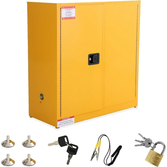 30 Gallon Flammable Liquid Storage Cabinet,43" x 18" x 44" Galvanized Steel Safety Cabinet with Adjustable Shelf for Commercial