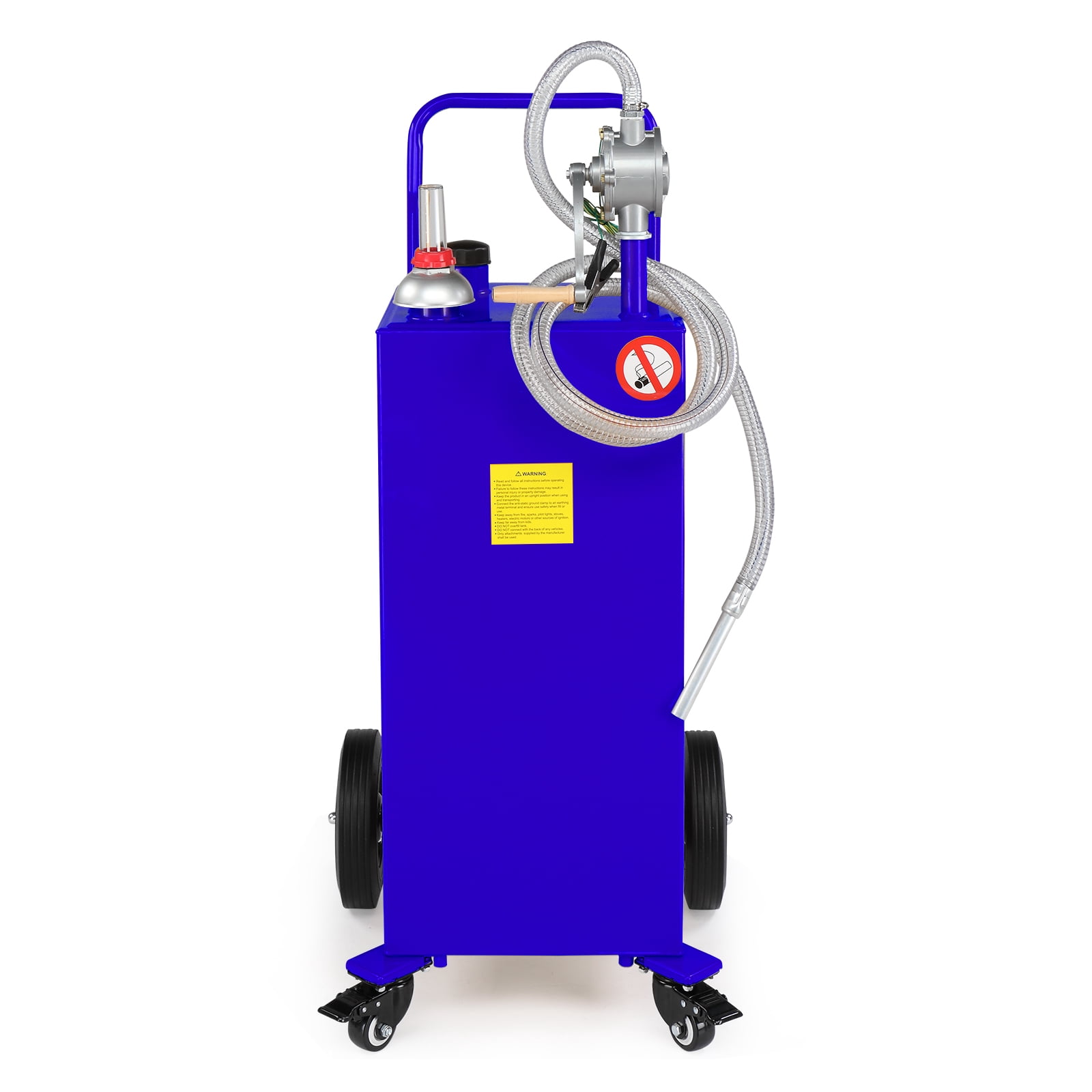 30 Gallon Fuel Caddy with Bi-Directional Hand Crank Pump, Fuel Level Gauge & Universal Rolling Wheels, Welded Steel Portable Fuel Storage Tank for Diesel Engine Oil Lubrication Oil