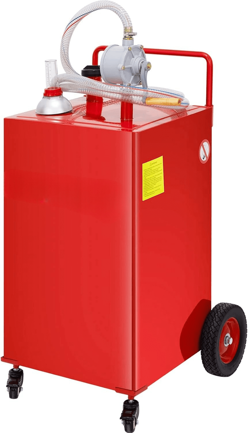 45 Gallon Fuel Caddy With Manual Pump - 4-Wheel Gasoline/Diesel Storage Tank For Lawn Mowers, ATVs, Boats
