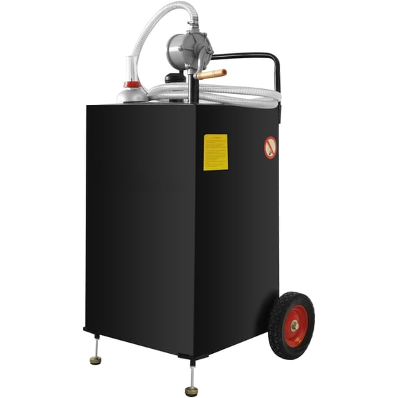 30 Gallon Gas Caddy, Fuel Storage Tank with Wheels, Portable Fuel Caddy with Manuel Transfer Pump, Gasoline Diesel Fuel Container for Cars, Lawn Mowers, ATVs, Boats, More, Black