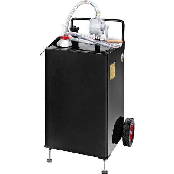 30 Gallon Gas Caddy, Fuel Storage Tank with Wheels, Portable Fuel Caddy with Manuel Transfer Pump, Gasoline Diesel Fuel Container for Cars, Lawn Mowers, ATVs, Boats, More, Black