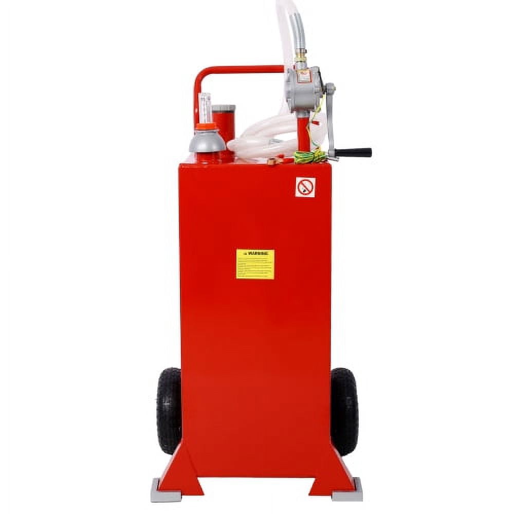 30 Gallon Gas Caddy With Wheels, Fuel Transfer Tank Gasoline Diesel Can Reversible Rotary Hand Siphon Pump, Fuel Storage Tank For Automobiles ATV Car Mowers Tractors Boat Motorcycle(Red) YZhouD