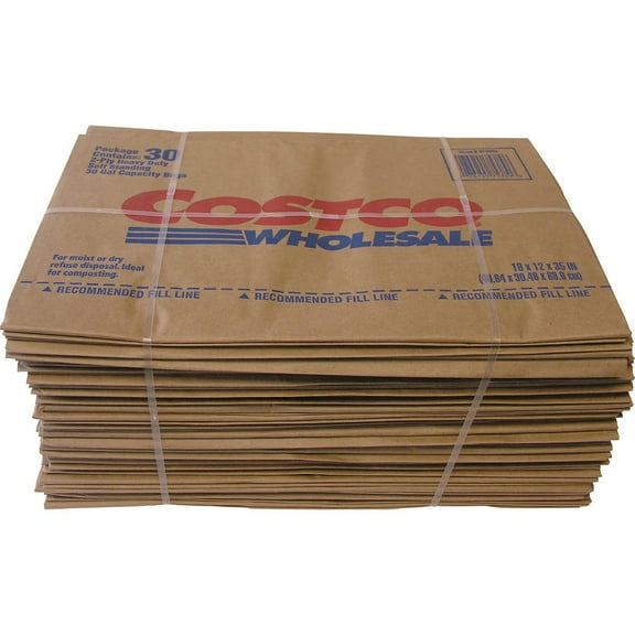 30 Gallon Lawn & Leaf 2-Ply Heavy-Duty Yard Waste Compost Paper Bags, 30 Count