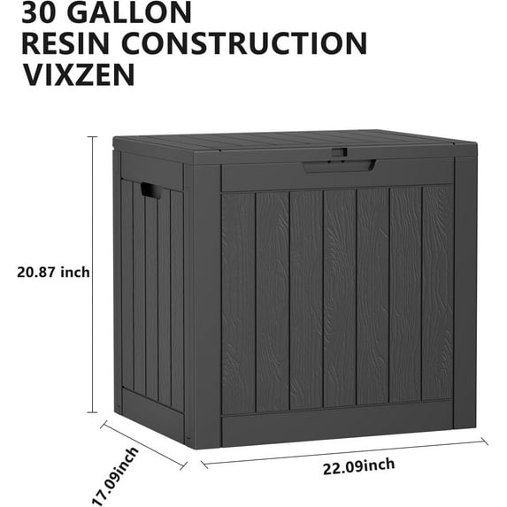 30 Gallon Lockable Outdoor Storage Box for , Garden, Pool - Weatherproof & Resistant - Black