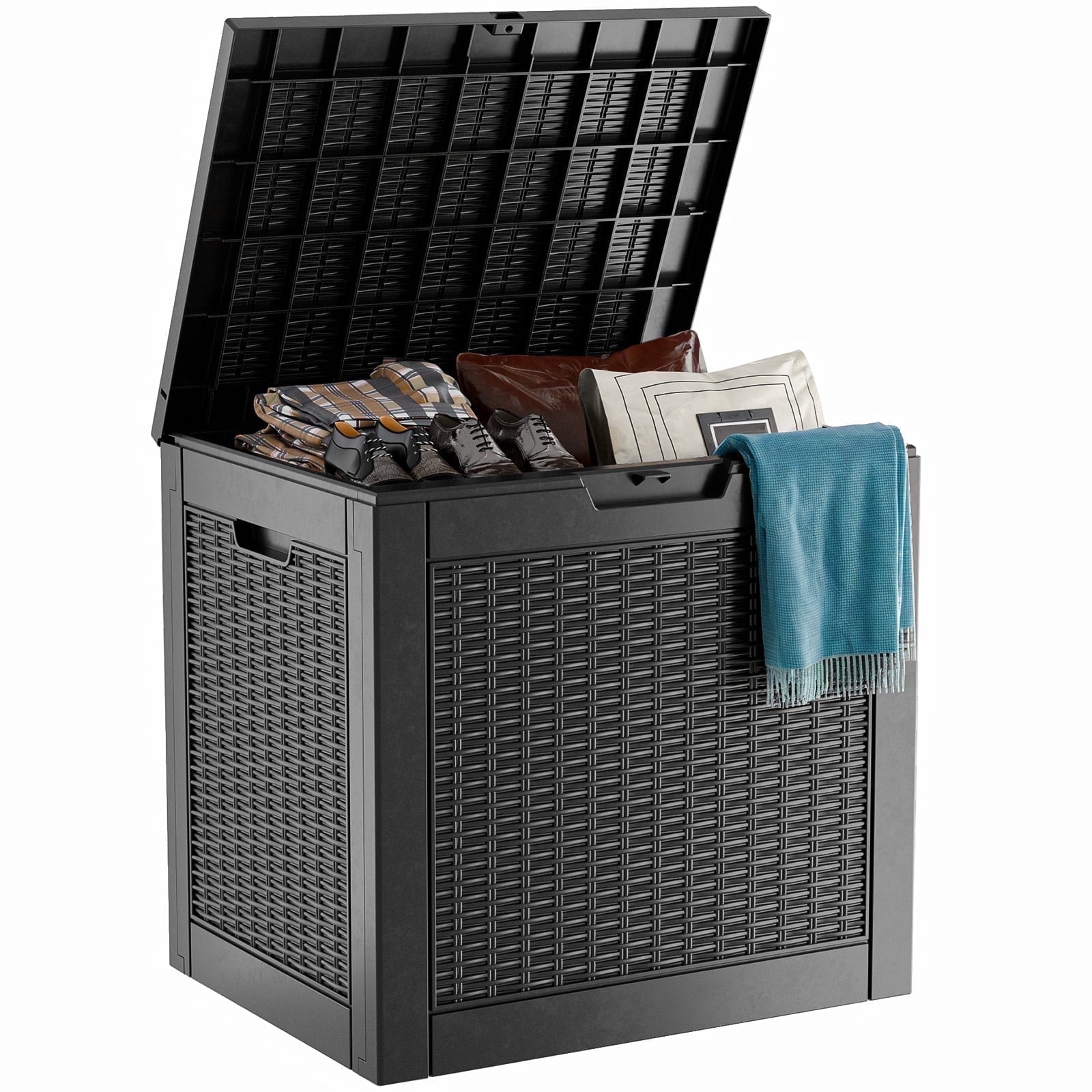 EASY UP 30 Gallon Resin Deck Box, Lockable Patio Outdoor Storage Box for Furniture, Garden Tools and Tools Storage, Waterproof Outside Storage Boxes