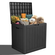 30 Gallon Resin Deck Box, Lockable Waterproof Storage Box for Poolside, Patio, Garden, Home and Balcony - Black