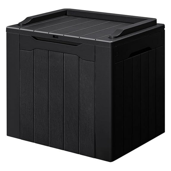 30 Gallon Small Outdoor Waterproof Resin Storage Box Lockable Storage Container Outside Package Delivery Box (Black)