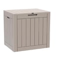 thumbnail image 1 of 30-Gallon Weatherproof Outdoor Storage Box with Woodgrain Finish - Tan Resin, 1 of 7