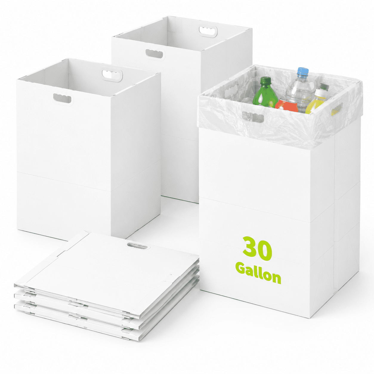 Withe Trush 30 Gallon White Collapsible Disposable Trash Cans 4 Pack, Portable Pop ...