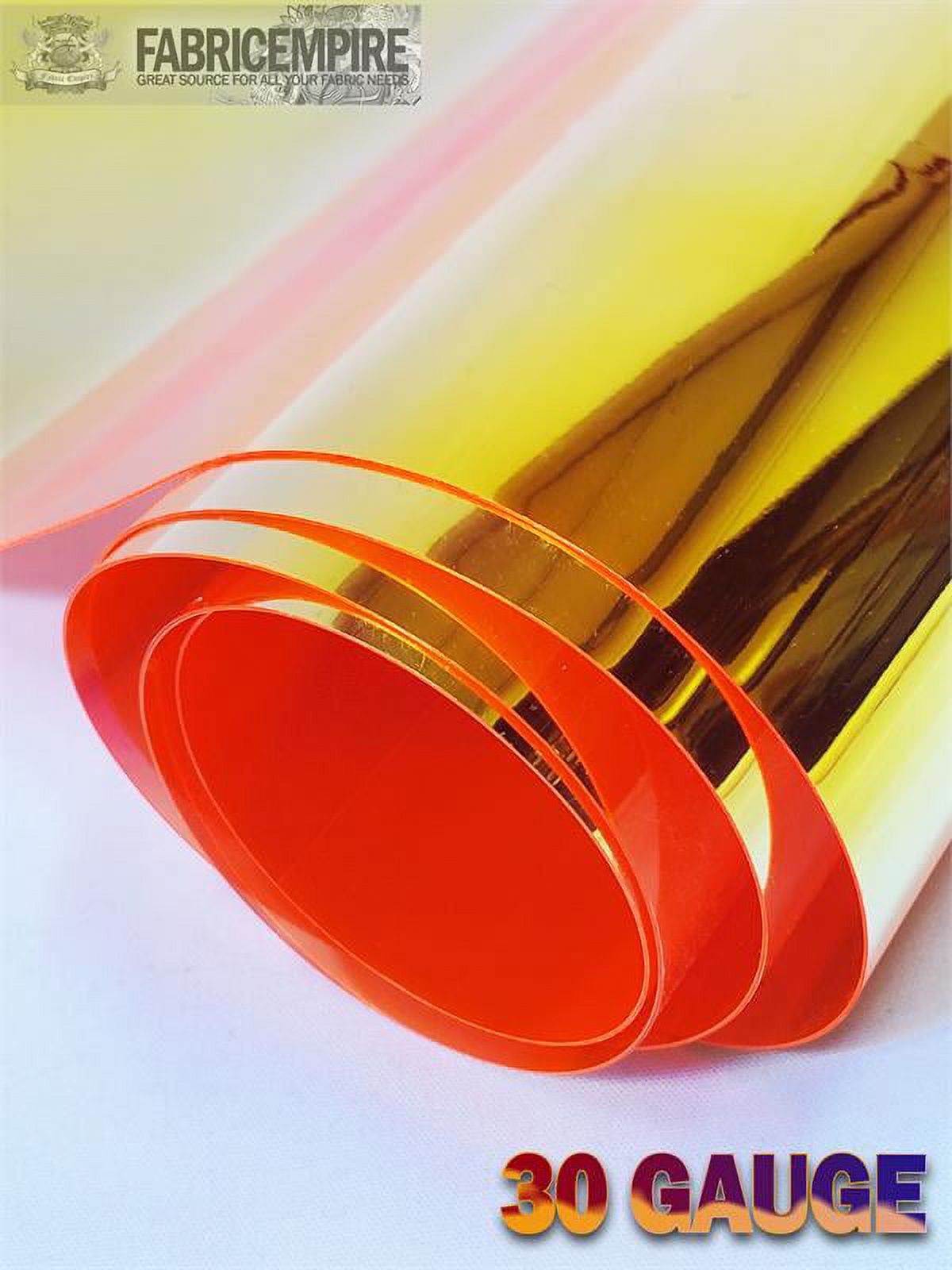 30 Gauge Metallic Transparent Hologram Orange Plastic Vinyl Fabric 38" Wide Sold By The Yard