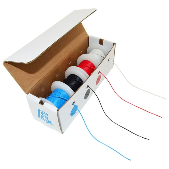 30 Gauge Stranded Hook Up Wire Kit - Four 25 Foot Spools with Dispenser Box