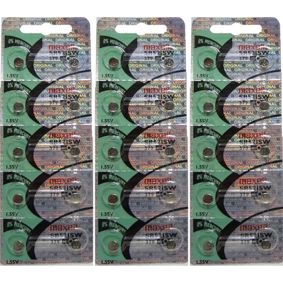30 Genuine Maxell 379 SR521SW 1.55V Button Cell Batteries