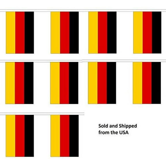 30' Germany String Flag Party Bunting Has 30 German 6"x9" Polyester Banner Flags Attached, Popular For School Classroom, Special Events, Bars, Restaurants, Country Theme Parties