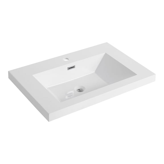 30" Glossy White Resin - High - quality and Durable - Bathroom Renovation - Elevate Design Style
