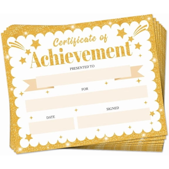 30 Golden Star Certificate of Achievement Completion Award Recognition Paper 9.8"x7.8" Blank Preschool Kindergarten Graduation Diploma Certificates Student Sports Activities Award Colorful DIY