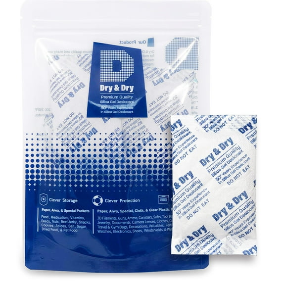 30 Gram [10 Packs] "Dry & Dry" Premium Silica Gel Packets Desiccant Dehumidifiers - Rechargeable Fabric