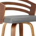thumbnail image 1 of 30â€ Gray Modern Faux Leather & Walnut Wood Swivel Bar Stool, 1 of 3