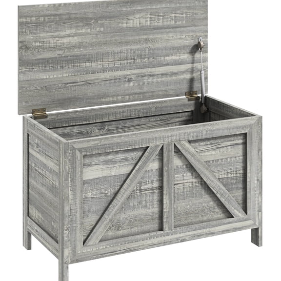 30" Gray Wood Storage Organizer - 100° Lift Top Design - Entryway Decoration - Sufficient Storage Capacity