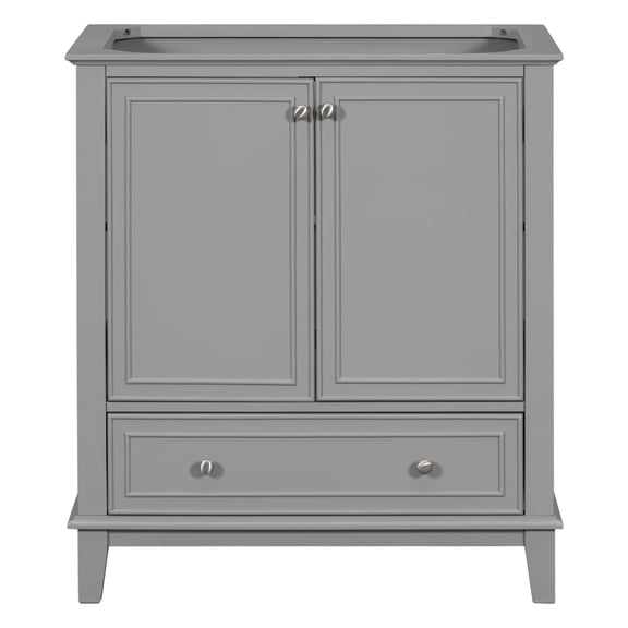 30" Grey Bathroom Vanity Cabinet with Doors & One Drawer & 2-Layer Storage Rack, Only Cabinet without Sink